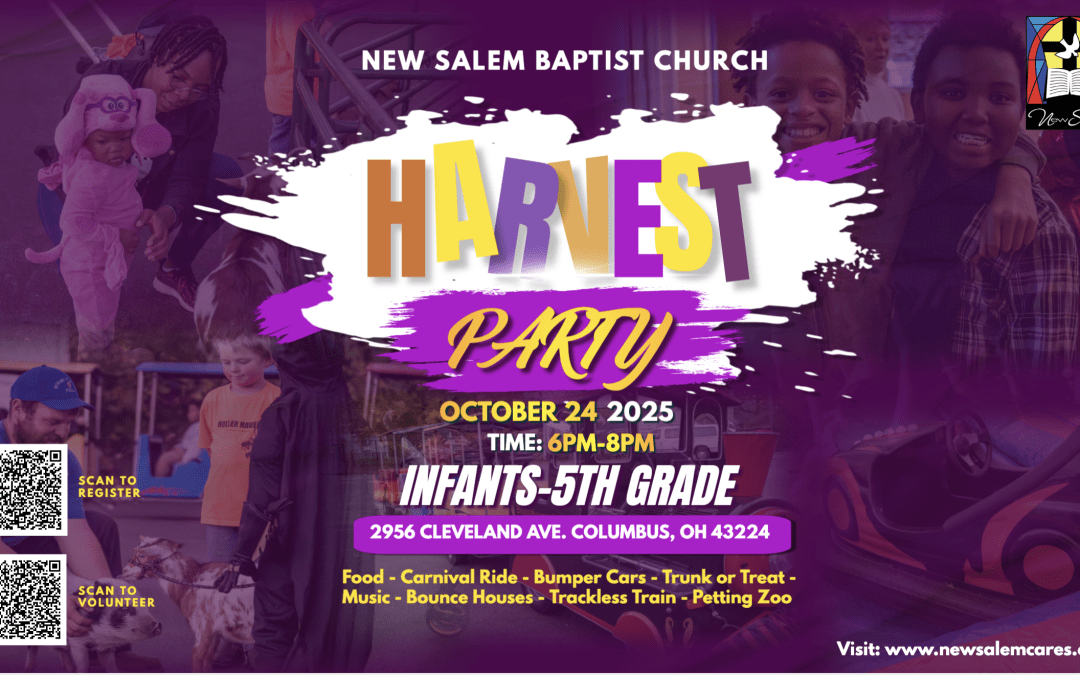 Promiseland’s annual Harvest Party on Friday, October 24, 2025, from 6–8 PM at New Salem Baptist Church!