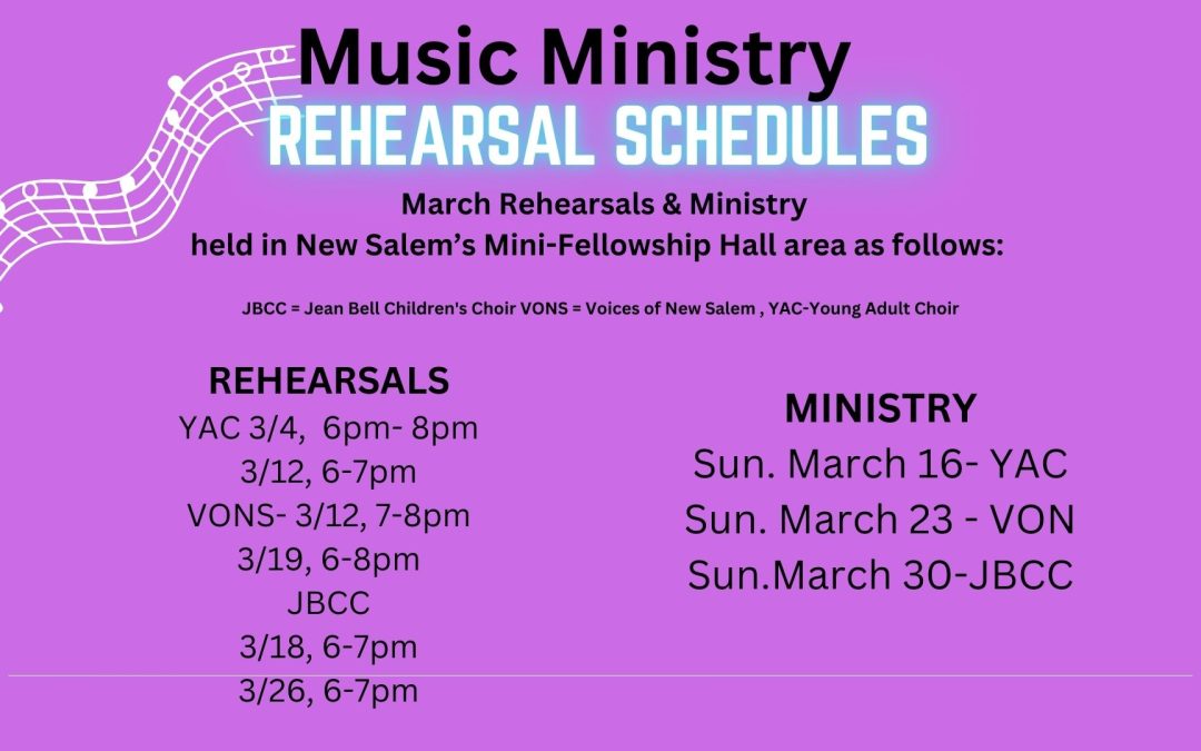 Music Ministry Rehearsal Schedule