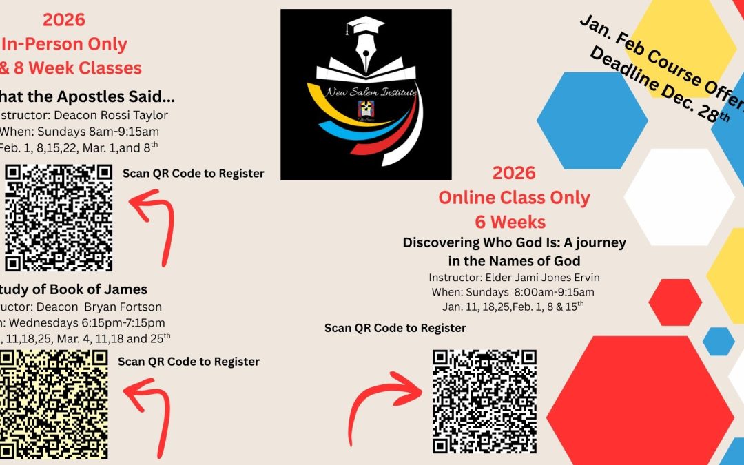 New Salem Institute is excited to offer 2026 course offerings in Jan/Feb